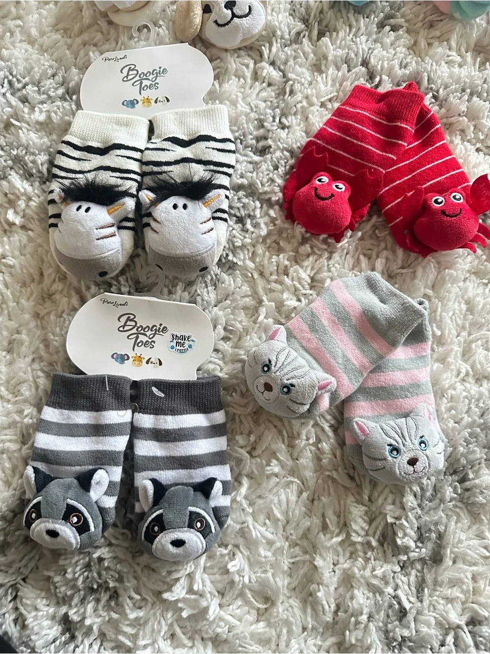 Boogie toes socks panda bunny bear cartoon for baby toddler 12 pairs bundles